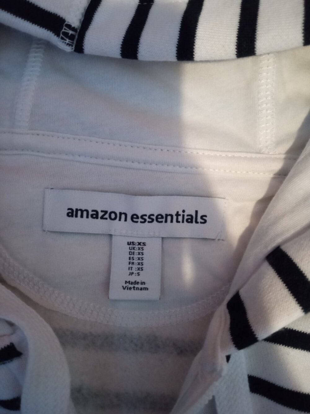 Amazon Essentials Mens XS Black and White Striped Hoodie 2pk - Picture 3 of 5